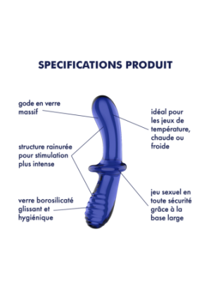 Gode en verre borosilicaté massif bleu Double Crystal Satisfyer - CC597828